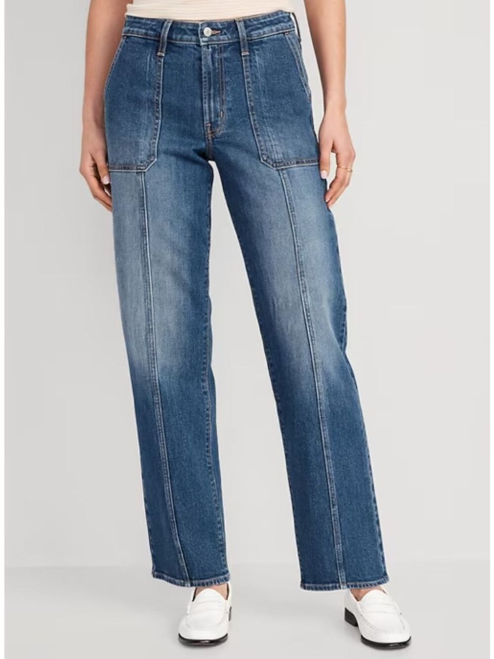 Old Navy High-Rise OG Loose Utility Jeans Size 4 Seams Dark Wash Relaxed Cotton